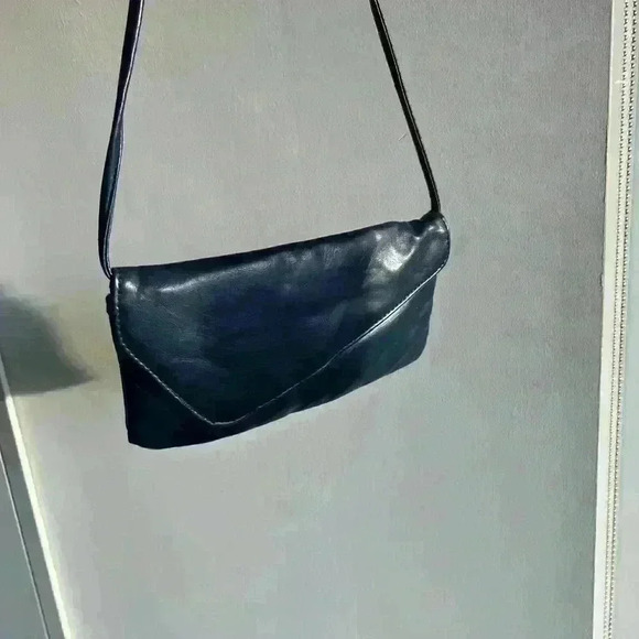 Vintage Y2K Inspired Party Stylish Navy Blue Faux Leather Shoulder Bag Purse - Picture 3 of 16